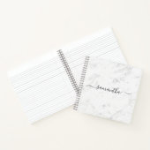 Luxe zilveren witte marmeren handtekening naam notitieboek (Binnen)