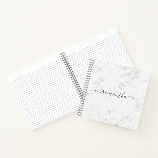 Luxe zilveren witte marmeren handtekening naam notitieboek (Binnen)