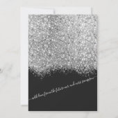 Luxe Zilveren Zwart Glitter Confetti Verloving Kaart (Achterkant)