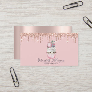 Luxe Zoetigheden Cupcake Macaroon Roze Gouden Drup Visitekaartje