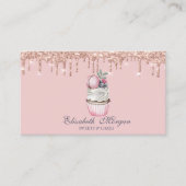 Luxe Zoetigheden Cupcake Macaroon Roze Gouden Drup Visitekaartje (Voorkant)