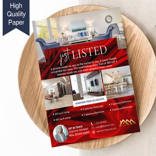 Luxe zojuist genoteerde makelaar makelaar flyer