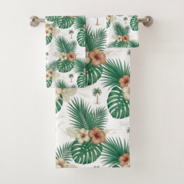 Luxe zomer tropisch blad badhanddoekenset bad handdoek