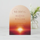 Luxe zonsondergang bruiloft kaart (Staand voorkant)