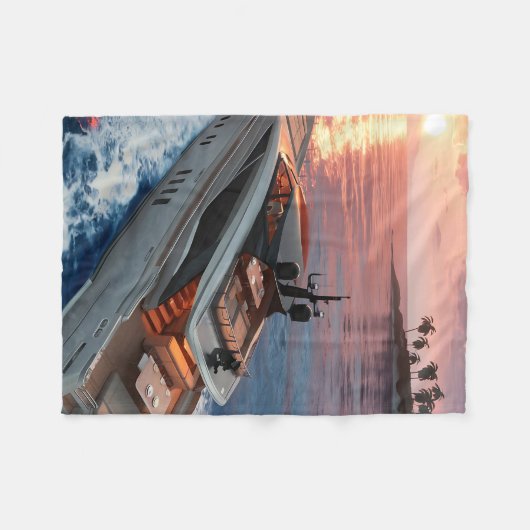 Luxe Zonsondergang Zeil Fleece Deken (Voorkant (Horizontaal))