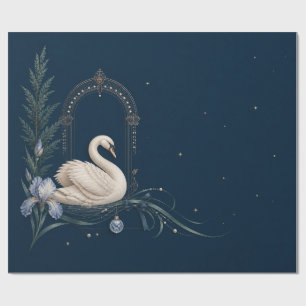 Luxe Zwanen Kerstmis Marine Inpakpapier