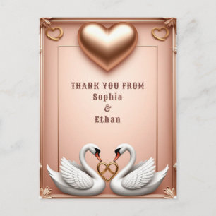 💍 Luxe Zwanen Roze Gouden Trouw 💍 Briefkaart