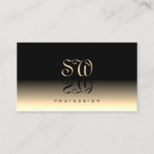 Luxe Zwart Beige Gradient Spiegel Lettertype Monog Visitekaartje (Voorkant)