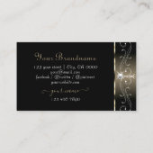 Luxe Zwart Beige Kronkels Glans Edelstenen Initial Visitekaartje (Achterkant)