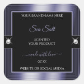 Luxe Zwart Blauw Glanzend Briljant Product Label (Voorkant)