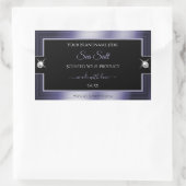 Luxe Zwart Blauw Glanzend Briljant Product Label (Tas)