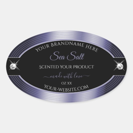 Luxe Zwart Blauw Glanzend Briljant Product Label (Voorkant)