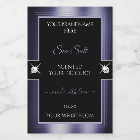 Luxe Zwart Blauw Glanzend Briljant Product Label Voedselcontainer Etiket (Enkel label)