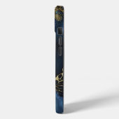 Luxe Zwart & Blauw Goud Waterverf Case-Mate iPhone Case (Achterkant / Links)