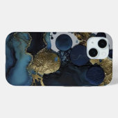 Luxe Zwart & Blauw Goud Waterverf Case-Mate iPhone Case (Achterkant (horizontaal))