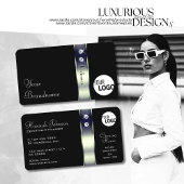 Luxe Zwart Blauw Zilver Decor Juwelen en Logo Visitekaartje