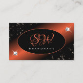 Luxe Zwart Blush Glitter Sterren Juwelen Monogram Visitekaartje (Voorkant)
