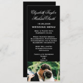 Luxe zwart bruiloft foto kus bruiloft menu (Voorkant / Achterkant)