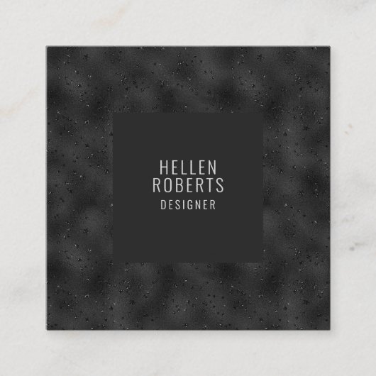 Luxe zwart-chromatische achtergrond vierkante visitekaartje (Voorkant)