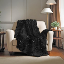 Luxe zwart-chromatische glitterachtergrond fleece deken