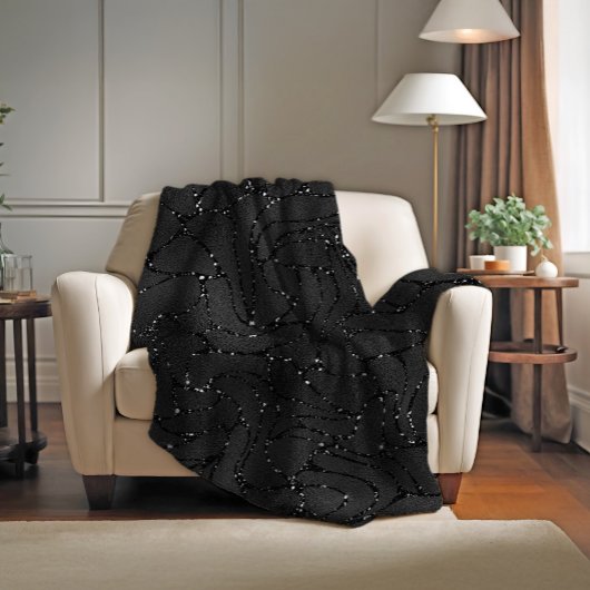 Luxe zwart-chromatische glitterachtergrond fleece deken