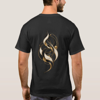 Luxe Zwart Crème Goud Abstract Achterkant Print T-shirt