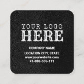 Luxe Zwart Custom Logo & QR Code Square Zakelijk Vierkante Visitekaartje (Voorkant)
