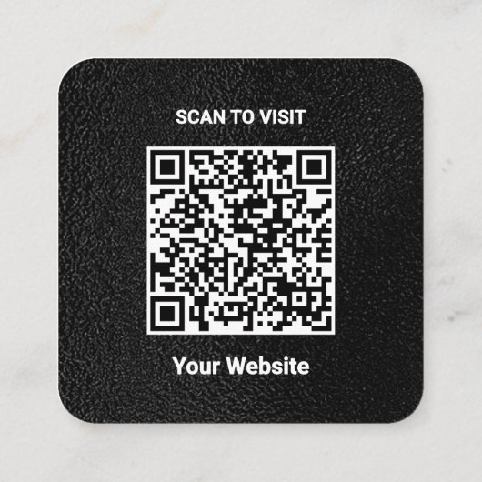 Luxe Zwart Custom Logo & QR Code Square Zakelijk Vierkante Visitekaartje (Achterkant)