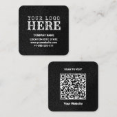 Luxe Zwart Custom Logo & QR Code Square Zakelijk Vierkante Visitekaartje (Voorkant / Achterkant)