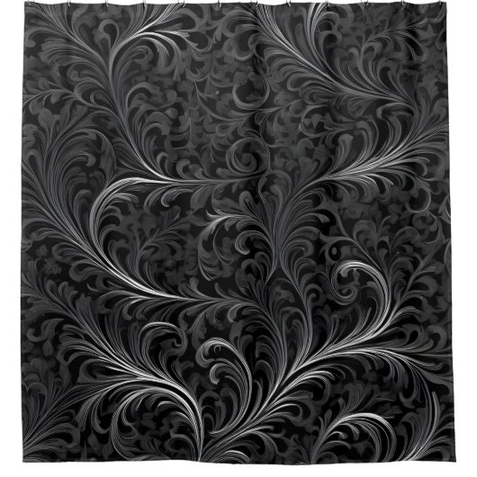 Luxe zwart douchegordijn (Voorkant)