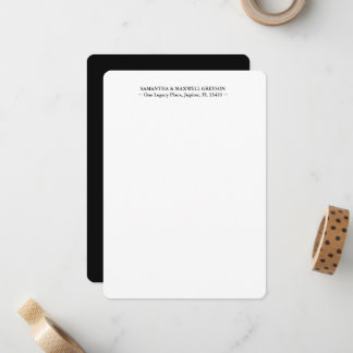 Luxe Zwart Elegant Gepersonaliseerd Dank u Notitiekaartje