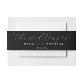 Luxe Zwart Elegant Huwelijk Uitnodigingen Wikkel