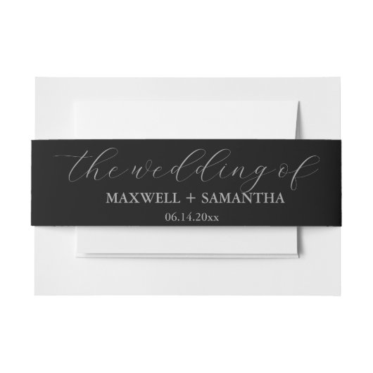 Luxe Zwart Elegant Huwelijk Uitnodigingen Wikkel (Voorkant Voorbeeld)
