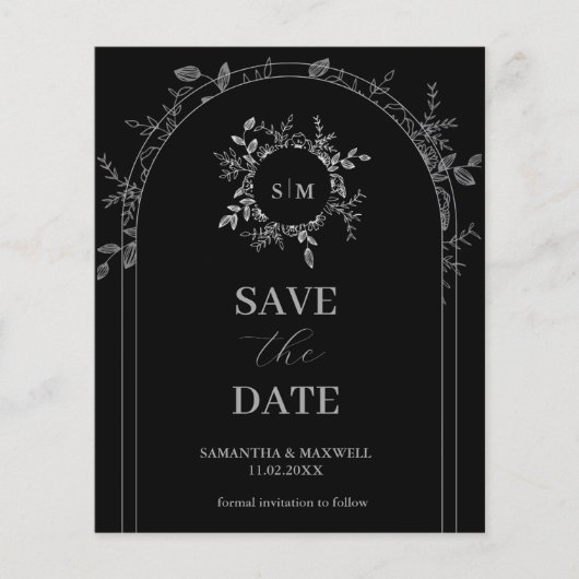 Luxe Zwart elegant Save The Date Flyer (Voorkant)