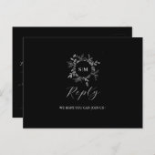 Luxe Zwart Elegant Trouwen RSVP Briefkaart (Voorkant / Achterkant)