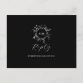 Luxe Zwart Elegant Trouwen RSVP Briefkaart (Voorkant)