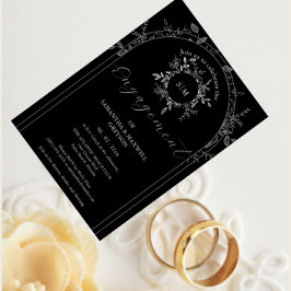 Luxe Zwart Elegant verloving Uitnodiging
