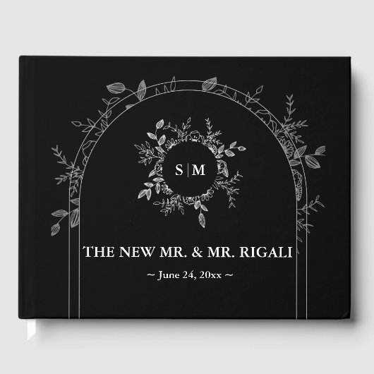 Luxe Zwart elegante bruiloft gastenboek (Voorkant)