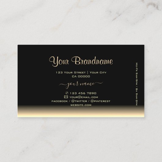 Luxe Zwart en Beige Gradient met Merk Logo Visitekaartje (Achterkant)
