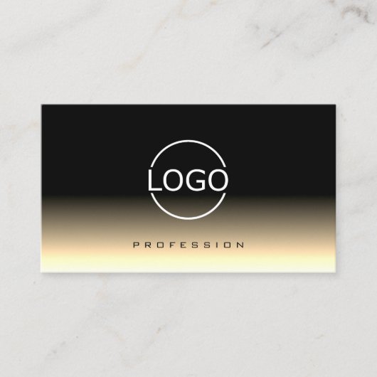 Luxe Zwart en Beige Gradient met Merk Logo Visitekaartje (Voorkant)