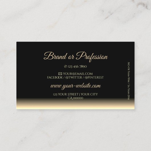 Luxe Zwart en Beige Gradient Soft Mirror Font Visitekaartje (Achterkant)