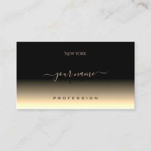 Luxe Zwart en Beige Gradient Soft Mirror Font Visitekaartje (Voorkant)