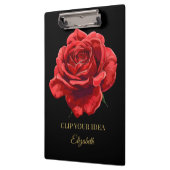 Luxe Zwart en Crimson Elegant Roos Aangepaste teks Klembord (Links)