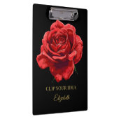 Luxe Zwart en Crimson Elegant Roos Aangepaste teks Klembord (Rechts)