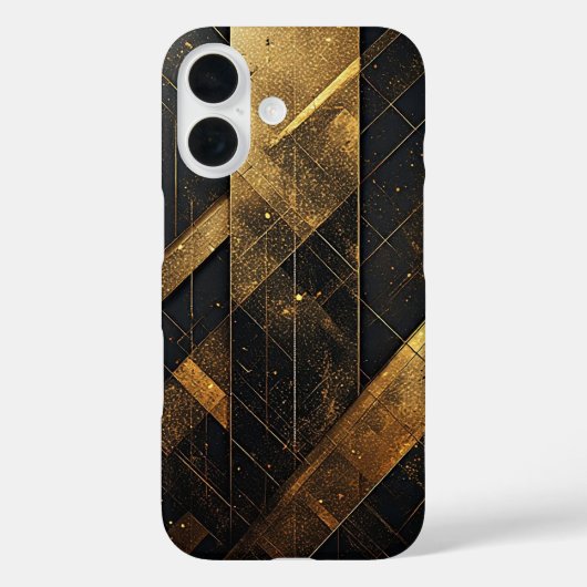 Luxe Zwart en Goud Abstract Geometrisch Case-Mate iPhone Case (Achterkant)