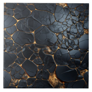 Luxe Zwart en Goud Abstract Tegeltje