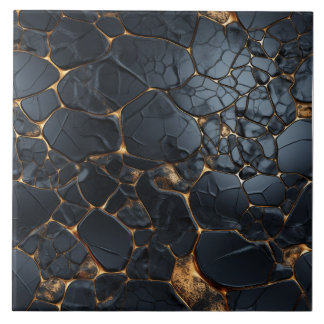 Luxe Zwart en Goud Abstract Tegeltje