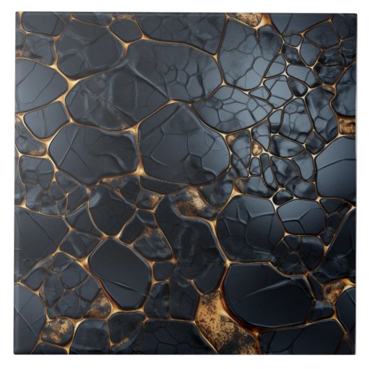 Luxe Zwart en Goud Abstract Tegeltje (Voorkant)