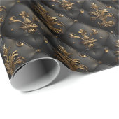 Luxe zwart en goud barok patroon cadeaupapier (Rol Hoek)