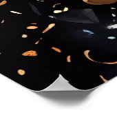 Luxe Zwart en Goud Bloemen Huwelijksuitnodiging Poster (Hoek)